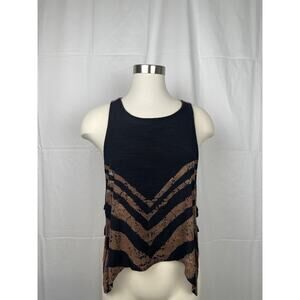 Free People Women's Tank Top Asymetrical Open Side Ties Size S Summer Festival